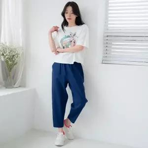 국내산 여성 여름 와플 풍기포 인견 주머니9부 바지 빅사이즈 엄마옷 쿨 냉감