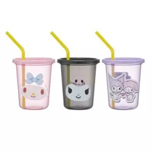 MSTORY 마이멜로디 쿠로미 스트로 텀블러 3P세트 320ML 빨대컵 빨대물통 캐릭터물병