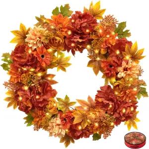 가을 현관 화환 61cm 수제 인조 꽃잎 문 장식 보관가방