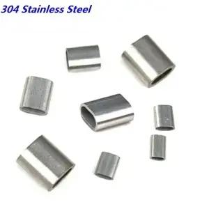 500Pcs 304 스테인레스 스틸 페럴 와이어 로프 압착 슬리브 타원형 케이블 클램프 클립 피팅 0.8mm2mm