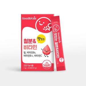 굿앤키즈 맛있는 철분 비타민B6 12 비타민C 딸기맛 유아 성장기