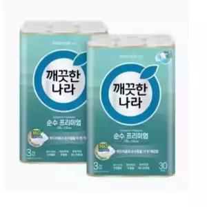 깨끗한나라 순수 프리미엄 더클래스 30m 30롤 2팩 신제품