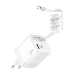 코시 롤스 65W C타입 자동감김 GaN 초고속 충전기 (PD+QC3.0, 2포트) CGR2287PQ