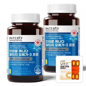 [인테로] 캐나다 알티지 오메가3 프로 60캡슐 X 2통 (4개월분)+비타민C(1개월분)