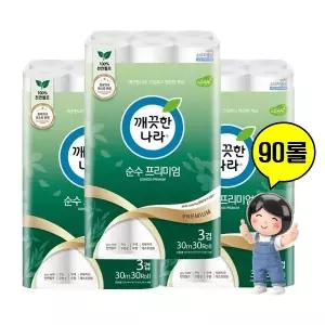 깨끗한나라 순수프리미엄 30m 30롤 3팩 화장지