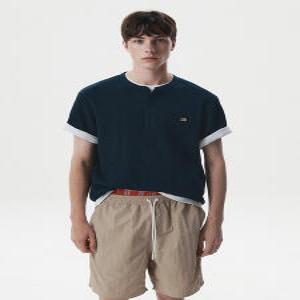 [AK수원점] [후아유] 공용 Waffle Henley Short Sleeve T-shirt WHRAG3791U