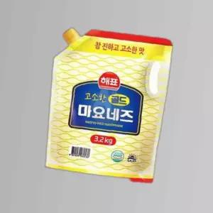 해표 고소한 골드 마요네즈 3.2Kg 사라다용 식재료 마른안주에찍어먹는 식당용 대용량 비닐마요네즈 업소용
