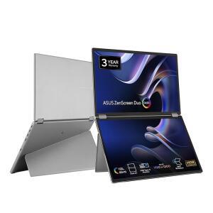 ASUS ZENSCREEN DUO OLED 360 접이식 - HDR400 (MQ149CD) 디스플레이 1920X1200, 모니터 킥스탠드, 휴대용 트루 블랙, 100% HDMI, DCI-P3, 듀얼 14인치, USB-C, 델타 2, 3년 16:10, 미니