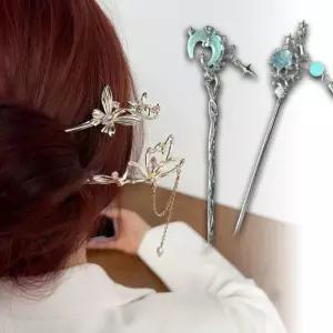 여성 유니크 메탈 일자 비녀 1P 올림머리 패션 머리띠 일자형비녀