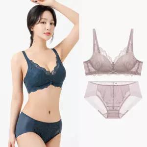 비너스 자스민 레이스 노와이어 몰드 브라 미디 노라인 팬티 세트 JBR1297S