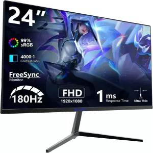 실란 24인치 180Hz 게이밍 모니터 풀 HD 1920 x 1080 컴퓨터 디스플레이 HDR10이 장착된 VA 패널 프리싱크