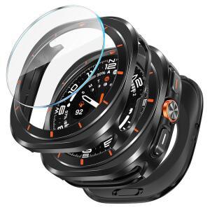 갤럭시 워치 울트라/울트라 2 스크린 프로텍터 47mm, 스테인리스 스틸 보호 범퍼 페이스, 하드 PC 후면 커버 및 7 울트라 및 8 울트라용 9H 유리 필름용 LETOID 3 in 1 메탈 케이스