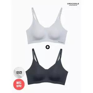 [매장정품] 크로커다일 라이크라 인견쉘론 몰드부착 더블스트랩 브라 1+1 CDWBR5N3436
