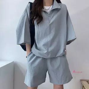 남녀공용 상하세트 반팔 트레이닝 커플룩 아노락 셋업opq426