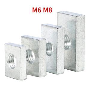 사각 너트 M6 M8 직사각형 너트 얇은 슬라이더 블록 너트 아연 도금 탄소강 알루미늄 프로파일 액세서리