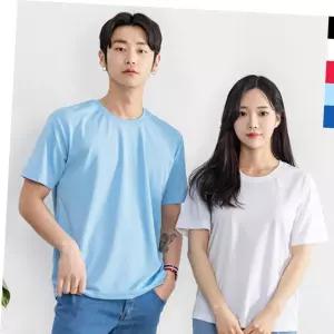 남녀공용 베이직 쿨론 라운드 반팔티 심플룩 기본티