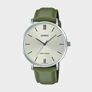 CASIO 카시오 MTP-VT01L-3B 남성시계 심플 가죽 손목시계