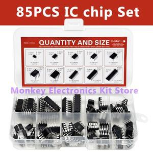 85PCS 집적 회로 IC NE555 LM324 ULNN2803 칩 키트 DIP 단일 정밀 타이머 10 종류 diy 전자 tentacl
