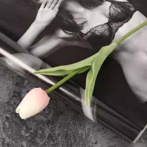 피어나 한송이 튤립 조화 인테리어 인조꽃 (연핑크)