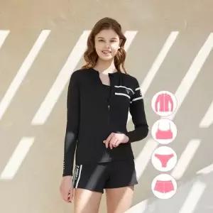 베이직엘르 여성인 블랙 포인트 집업 래쉬가드 4종세트 BEL-T207K