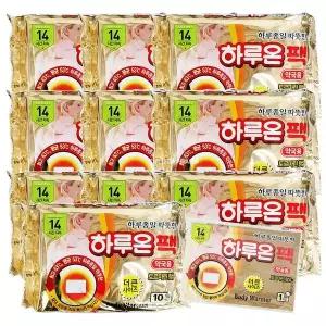 하루온팩 100매/붙이는 핫팩 군용 대용량 접착식 파스형 속옷위에 / 부치는 붙히는
