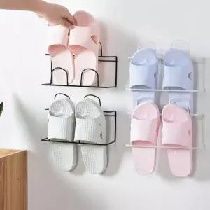 붙이는 신발 정리대 슬리퍼 걸이 욕실화 거실화 꽂이 수납 미니 렉 현관 욕실 실내화 거치대 슈즈 거실화