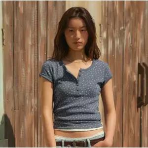 [후아유]아일렛 헨리넥 반팔티 / WHRAG2532F