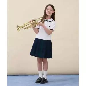 매장정품 빈폴 키즈 BEANPOLE KIDS 클래식 반소매 저지 믹스 체크 원피스 아이보리 (BI6371G030) BI6371G03