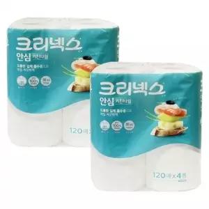 크리넥스 안심 키친타월 120매 4롤 2개 -D