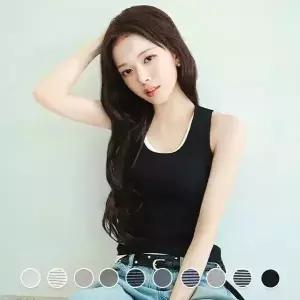 백화점 지오다노 노정의 여자 슬림핏 U넥 립 골지 베이직 탱크탑 326530