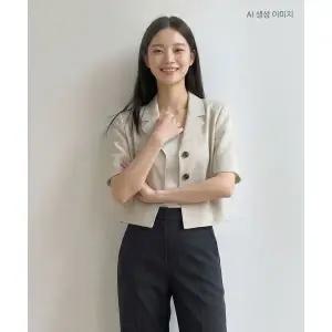ROEM 린넨라이크 크롭 반팔자켓 RMJKG25R12 102426