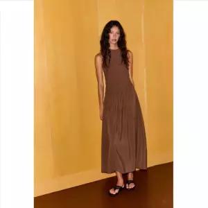 ZARA 자라 여성 슬림핏 민소매 미디 원피스 셔링 플레어 여름 롱원피스 3152360