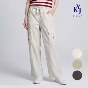 김영주골프 여름 세미와이드 일자핏 카고 바지 여성 밴딩 팬츠 KQMLSL67