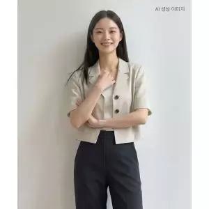 ROEM 린넨라이크 크롭 반팔자켓 RMJKG25R12 105532