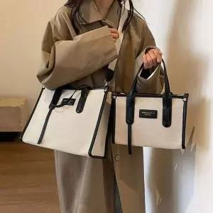 여성용 사각 캔버스 숄더백 S 토트백 가방 데일리 크로스백