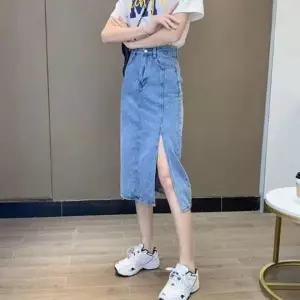 청치마 데님 스커트 옆트임 여성 하의 캐주얼룩
