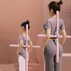 마이건강스토아핑크 자세 교정기 교정 목 말린 어깨 허리 굽은등 스트레칭 요가 기구 막대 바 체형