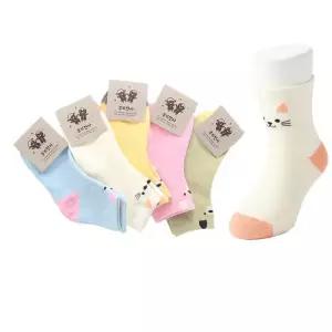 국산 5-6세 유아동 고양이 중목 양말 5켤레 세트 랜덤발송