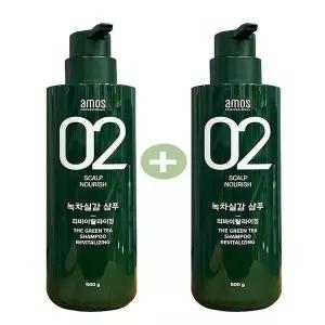 [셀러허브]1+1 아모스 녹차실감 샴푸 리바이탈라이징 500g(LC) (S51623201)