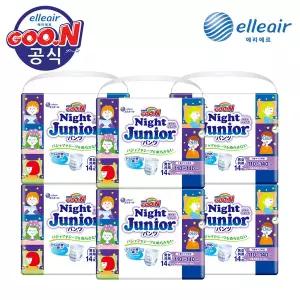 [군 기저귀] 나이트 팬티 주니어 14P x 6팩 밤기저귀 야뇨증기저귀 어린이기저귀
