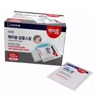 (올핀)해피홈 알콜스왑 100매 일회용 알콜솜 손소독용