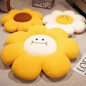 꽃 인테리어 쿠션방석 홈 대형 플라워 하트 푹 해바라기 화이트 플라워 옐로우 코어 40cm