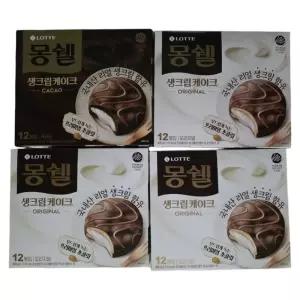 롯데 몽쉘 생크림케이크 오리지널 부드러운 디저트 408g 4개