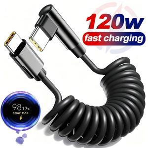 코일형 USB-C 충전 케이블 타입 C to 90도 직각 와이어 120W 고속 데이터 라인 아이폰 호환호환 삼성호환