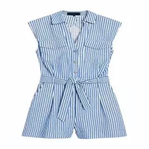 6686 ZARA 자라 여자 스트라이프 점프슈트 슬림핏 반바지4387048