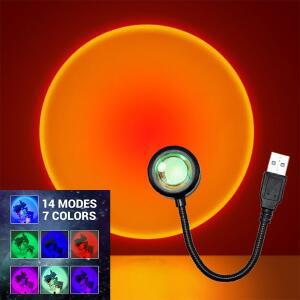 LED 일몰 램프 나이트 라이트 USB 프로젝터 생일 파티 인테리어 분위기 조명 침실 거실 벽 사진