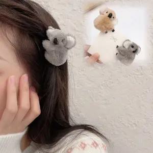 코알라 인형 헤어 집게 메탈 컬러 반묶음 올림머리 별 포니테일 핀