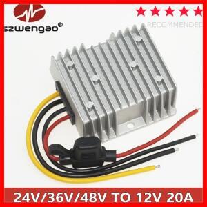 방수 20A 240W 12v 골프 카트 48V 36V 24V ~ 12V DC-DC 변환기 전압 조정기 퓨즈 홀더가있는 감속기 변압기