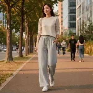 사이드 롱바지 핀탁 와이드팬츠 사이드 SD-260511