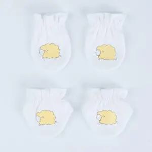 [달퐁]큐비앤맘 아기양 손 발싸개 세트 양면 가을 손싸개 발싸개 신생아 아기손발싸개